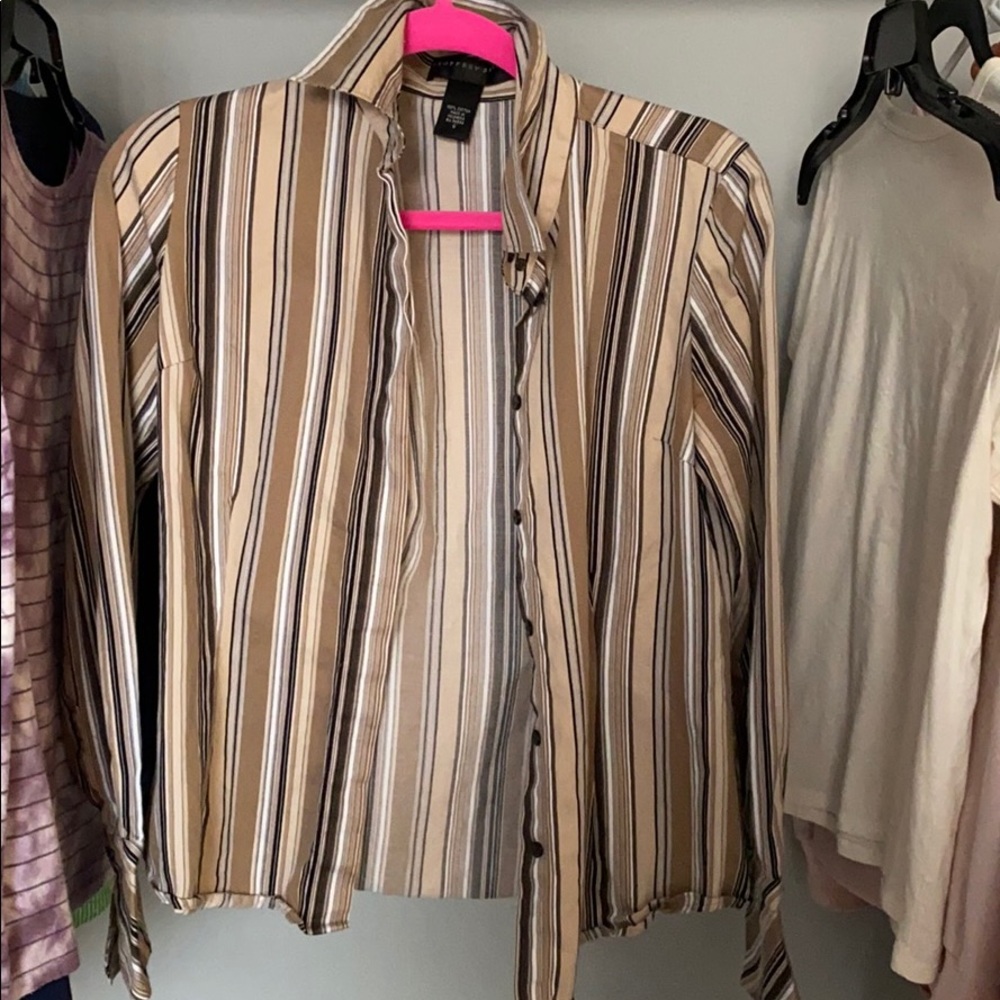 Formal striped button up top